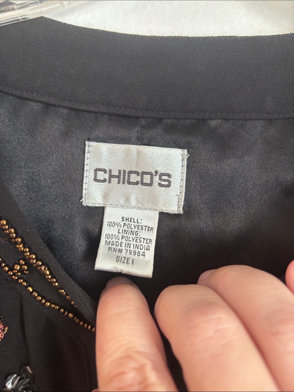 Chicos vintage beaded sequin Black dressy Jacket metallic fancy event women’s 8 - Picture 4 of 8